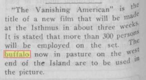 Article in the Catalina Islander outlining plans to use the bison in the filming of The Vanishing American